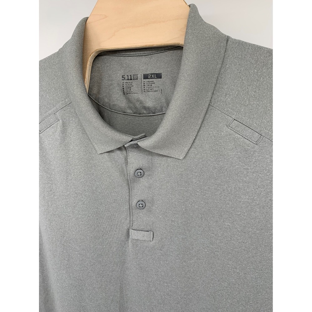 5.11 Tactical Mens 2XL Gray Short Sleeve Performance Polo Shirt Mic Loops